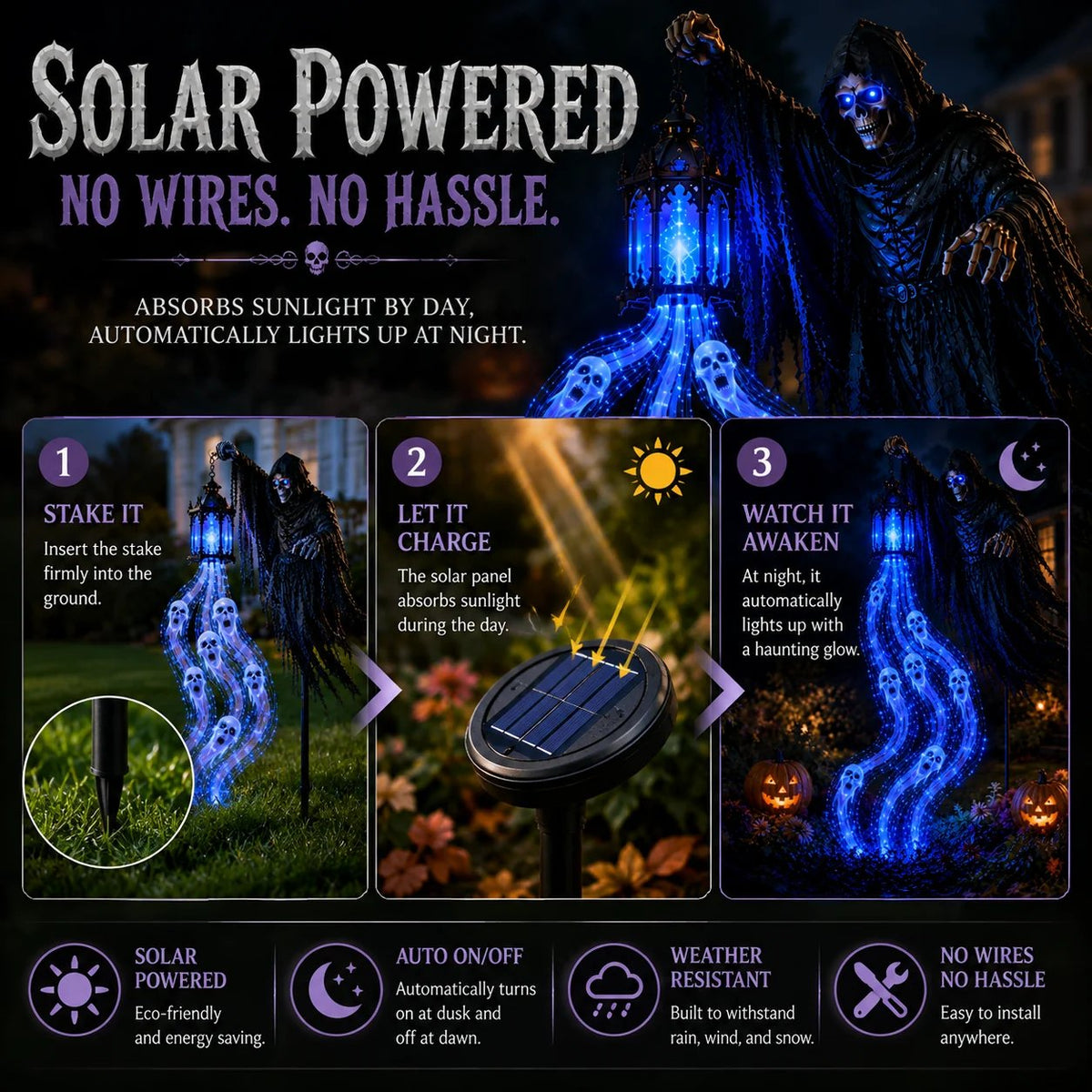 🎃 Haunted Headless Horseman Halloween Yard Light | Animated Spooky Outdoor Garden Decoration 💀