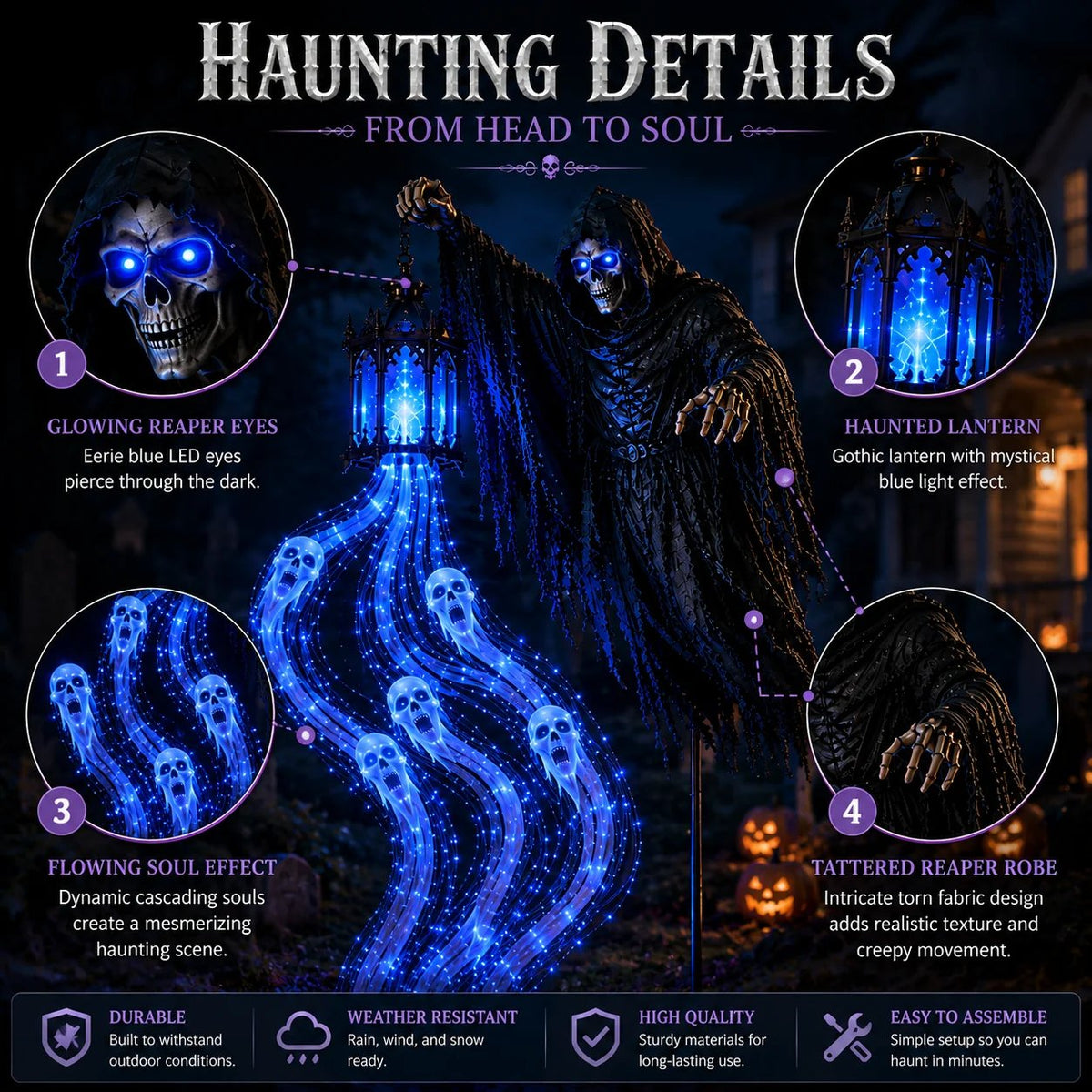 🎃 Haunted Headless Horseman Halloween Yard Light | Animated Spooky Outdoor Garden Decoration 💀